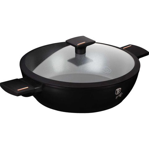 olla baja, olla baja con tapa, olla, batería de cocina, cocinar, olla baja de 28 cm, negro mate, NUEVO,BH/7090N,BH/7090