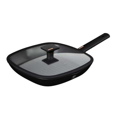  BH/7093N,BH/7093,Sartén grill con tapa 28cm,Negro,Oro rosa,Sartén grill 28 cm con tapa,sartén,sartén,sartén grill,sartén grill con tapa,utensilios de cocina,cocinar,Sartenes