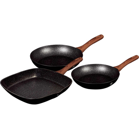 sartén, juego de sartenes, sartén, juego de sartenes, sartén grill, utensilios de cocina, cocinar,juego de sartenes 3 piezas b.,palisandro/negro,BH/7101