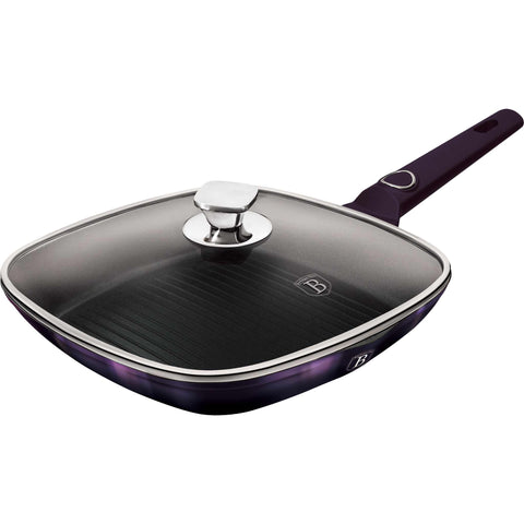 BH/7105, Sartén grill con tapa 28cm, violeta, sartén grill 28 cm con tapa, sartén, sartén, sartén grill, sartén grill con tapa, batería de cocina, cocinar