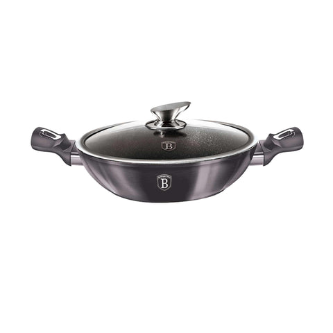 BH/7111, Wok con tapa 30cm, gris oscuro, wok 30 cm con tapa, wok, wok con tapa, batería de cocina, cocinar