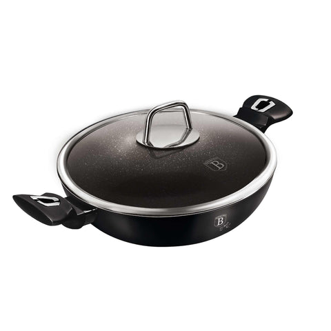 BH/7113, Wok con tapa 30cm, negro, plata, wok 30 cm con tapa, wok, wok con tapa, batería de cocina, cocinar