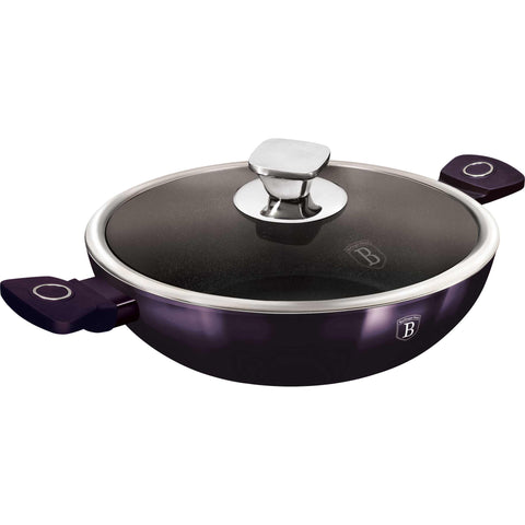 batería de cocina, BH/7114, cocinar, cookwareset, frypan, morado, Pans, Purple Eclipse Collection, wok, wok 30 cm con tapa, wok con tapa, Wok con tapa 30cm