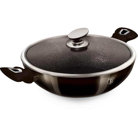 wok, wok con tapa, utensilios de cocina, cocinar,wok de 30 cm con tapa,negro,BH/7115