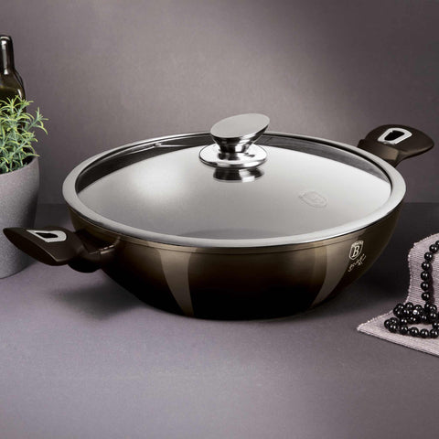  BH/7115, Wok con tapa 30cm, Negro, Wok 30 cm con tapa, Wok, Wok con tapa, Batería de cocina, Cocina, Sartenes