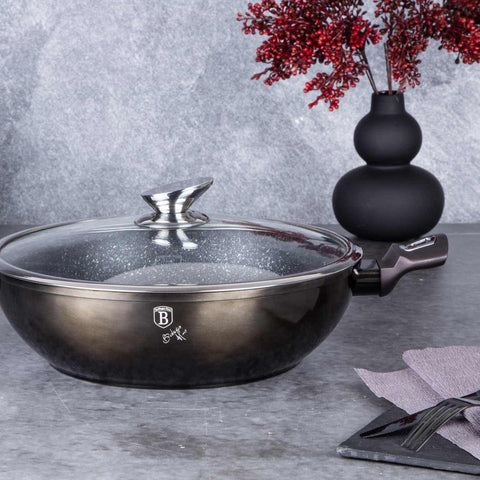  BH/7115, Wok con tapa 30cm, Negro, Wok 30 cm con tapa, Wok, Wok con tapa, Batería de cocina, Cocina, Sartenes