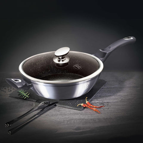  BH/7139, Sartén honda con tapa 32cm, Gris oscuro, Sartén honda 32 cm, Sartén, Sartén honda, Sartén honda con tapa, Sartén, Batería de cocina, Cocina, Sartenes