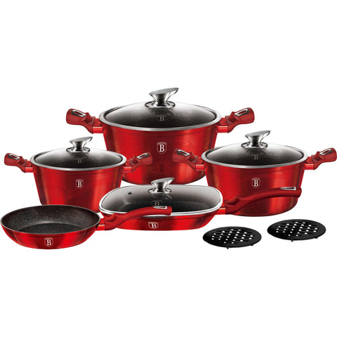  BH/7142, Juego de utensilios de cocina de 11 piezas, Burdeos, Rojo, Juego de utensilios de cocina de 11 piezas, Juego de utensilios de cocina, Ollas y sartenes, Juego de ollas y sartenes, Juego, Cocina, Utensilios de cocina, Ollas y cacerolas