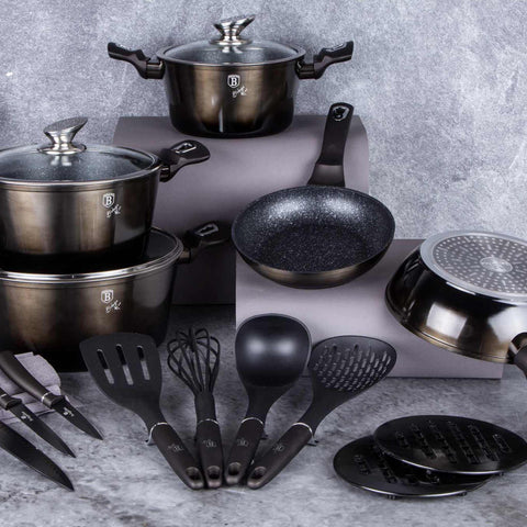  BH/7146, Juego de utensilios de cocina de 17 piezas, Negro, Juego de utensilios de cocina de 17 piezas, juego de utensilios de cocina, ollas, juego de ollas, ollas y sartenes, juego de ollas y sartenes, juego, herramientas de cocina, cuchillo, cuchillos, cocina, utensilios de cocina