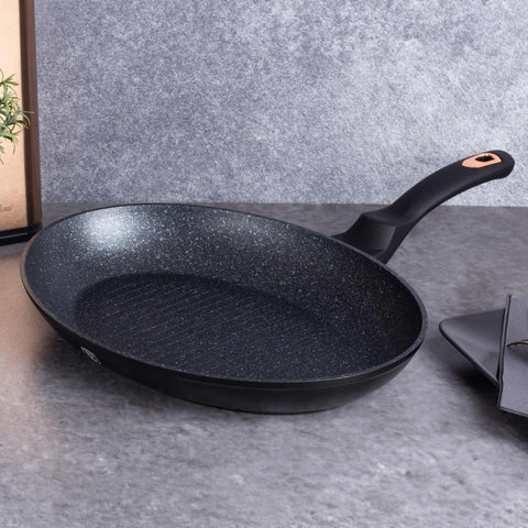  BH/7149, Sartén para pescado 35x25cm, Negro, Oro rosa, Sartén para pescado, Sartén para parrilla, Sartén, Sartén