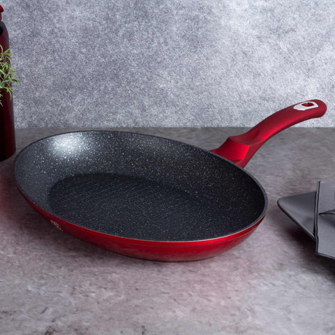  BH/7169, Sartén para pescado 35x25cm, Burdeos, Rojo, Sartén para pescado, Sartén para parrilla, Sartén, Sartenes