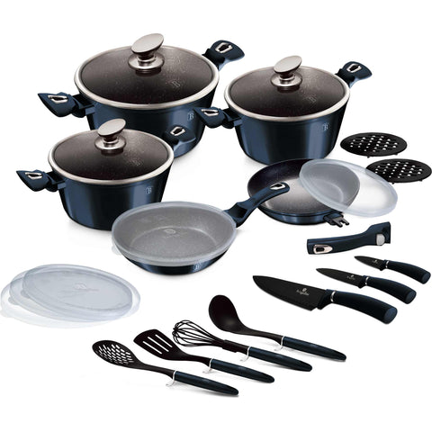  BH/7183, Juego de utensilios de cocina de 22 piezas con mango desmontable, color aguamarina, azul, juego de utensilios de cocina de 22 piezas, mango desmontable, utensilios de cocina inteligentes, juego de utensilios de cocina, ollas, juego de ollas, ollas y sartenes, juego de ollas y sartenes, juego, herramientas de cocina, cuchillo, cuchillos, cocina, utensilios de cocina, ollas y cacerolas