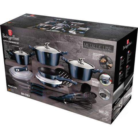  BH/7183, Juego de utensilios de cocina de 22 piezas con mango desmontable, color aguamarina, azul, juego de utensilios de cocina de 22 piezas, mango desmontable, utensilios de cocina inteligentes, juego de utensilios de cocina, ollas, juego de ollas, ollas y sartenes, juego de ollas y sartenes, juego, herramientas de cocina, cuchillo, cuchillos, cocina, utensilios de cocina, ollas y cacerolas