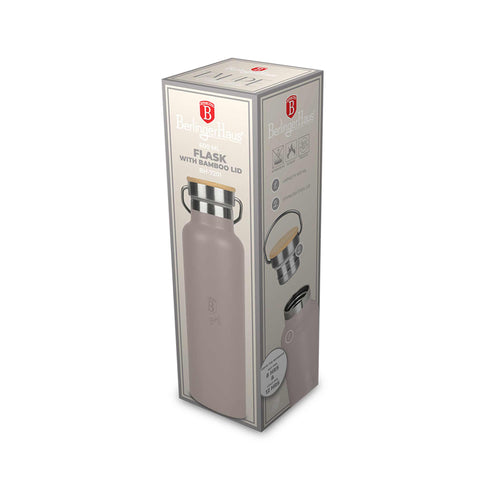  BH/7201, Termo con tapa de bambú 0,6L, Taupe mate, termo con tapa de bambú, termo, botella para beber, almacenamiento de alimentos