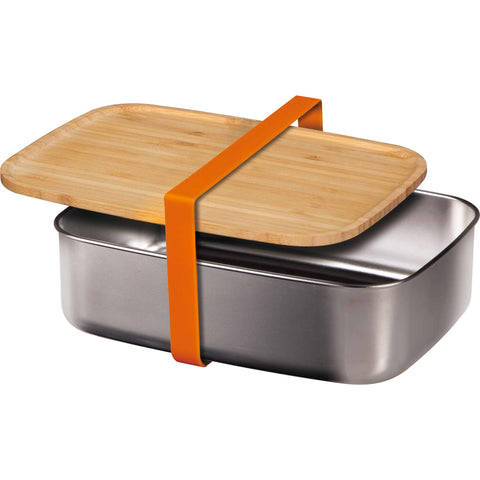 BH/7207, Lonchera con tapa de bambú, acero inoxidable, lonchera, contenedor de alimentos, caja de alimentos, almacenamiento de alimentos, tapa de bambú