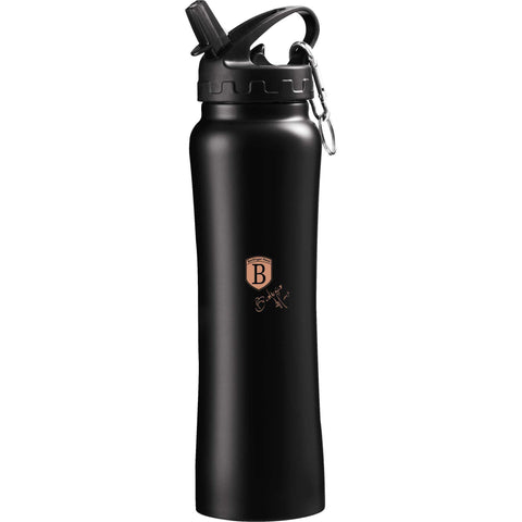  BH/7498, Botella deportiva 0,5L, Negro, Oro rosa, Botella deportiva a., Botella deportiva, Botella de agua, Frasco, Almacenamiento de alimentos, Botella