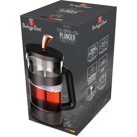  BH/7614, Cafetera de émbolo para café y té de 350 ml, negra, oro rosa, cafetera de émbolo para café y té, prensa francesa, electrodomésticos, cafetera