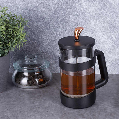  BH/7615, Cafetera de émbolo para café y té de 600 ml, Negra, Oro rosa, Cafetera de émbolo para café y té, Cafetera de émbolo para café y té, Prensa francesa, Electrodomésticos de cocina, Cafetera