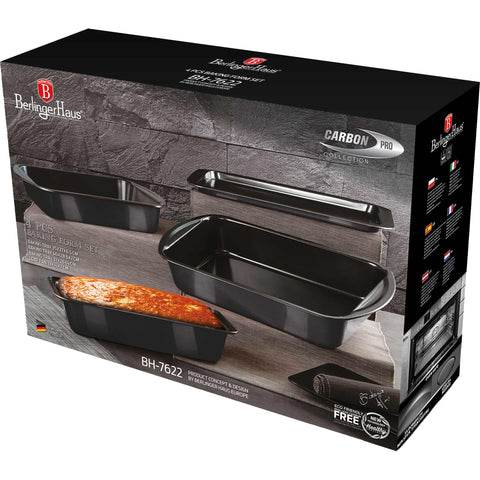  BH/7622, juego de 4 moldes para hornear, gris oscuro, utensilios para hornear, juego de moldes para hornear, hornear, molde para pan, asador, bandeja para hornear, molde para hornear