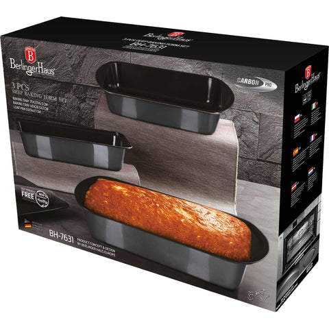  BH/7631, juego de 3 moldes para hornear, gris oscuro, utensilios para hornear, juego de moldes para hornear, hornear, molde para pan, asador, molde para hornear