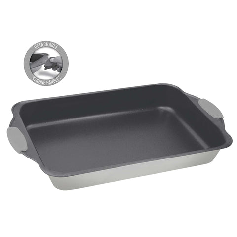  BH/7649, Asador rectangular con mango de silicona 40cm, Gris mate, utensilios para hornear, asador rectangular c., asador rectangular, asador, mango de silicona, hornear