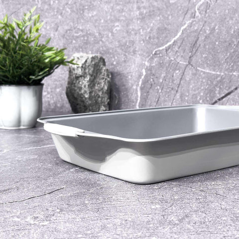  BH/7649, Asador rectangular con mango de silicona 40cm, Gris mate, utensilios para hornear, asador rectangular c., asador rectangular, asador, mango de silicona, hornear