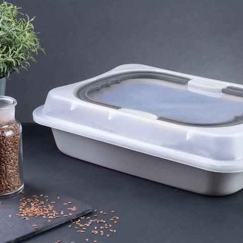  BH/7652, Asador rectangular con tapa, Gris mate, utensilios para hornear, asador rectangular a., asador rectangular, asador, hornear