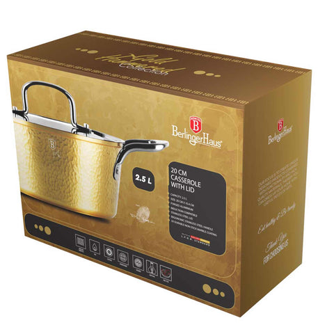  BH/7747, Cacerola con tapa 20cm, Oro claro, Cacerola 20 cm, Cacerola, Olla, Cacerola con tapa, Batería de cocina, Cocina, Ollas y cazuelas