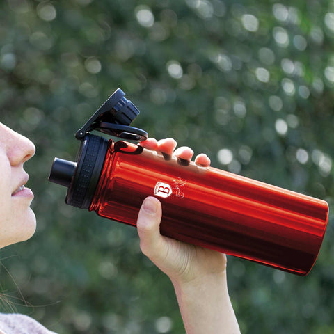  BH/7751, Botella deportiva 540 ml, Burdeos, Rojo, Botella deportiva B., Botella deportiva, Botella de agua, Frasco, Almacenamiento de alimentos, Botella