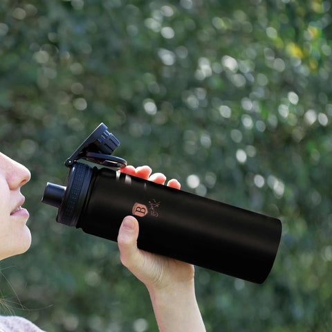  BH/7758, Botella deportiva 540 ml, Negro, Oro rosa, Botella deportiva B., Botella deportiva, Botella de agua, Frasco