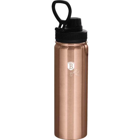 Product image of Sport bottle 720ml. Part of the Metallic Line Rose Gold Edition . Features: • Material: inner body 18/10 stainless steel • Capacity: 720 ml • Color: metallic rose gold • Packing: half giftbox. (Studio view). Official Berlinger Haus product, boosted by Promintra sl.