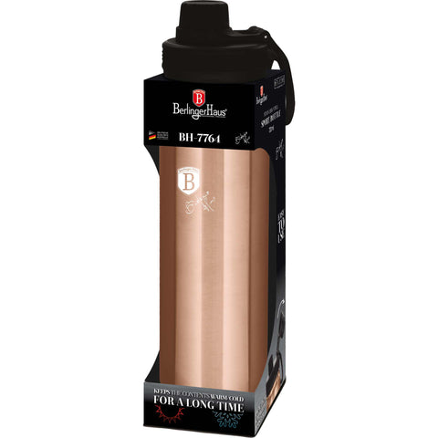  BH/7764, Botella deportiva 720 ml, Oro rosa, Botella deportiva B., Botella deportiva, Botella de agua, Frasco, Almacenamiento de alimentos, Botella