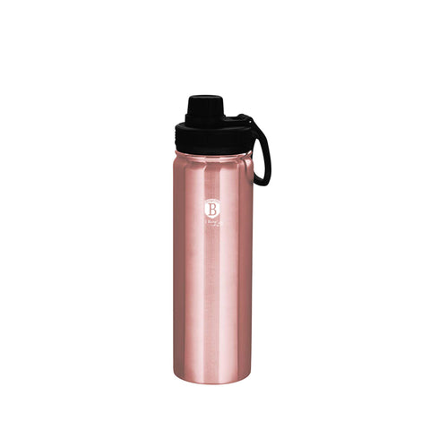 Product image of Sport bottle 720ml. Part of the I-Rose Collection . Features: • Material: inner body 18/10 stainless steel • Capacity: 720 ml • Color: metallic pink • Packing: half giftbox. (Studio view). Official Berlinger Haus product, boosted by Promintra sl.