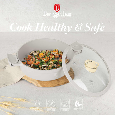  BH/7785, Olla baja con tapa 28cm, Crema Mate, Olla baja 28 cm, Aluminio fundido, Olla baja, Olla baja con tapa, Olla, Batería de cocina, Cocina, Ollas y cazuelas