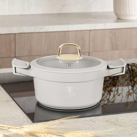  BH/7786, Cacerola con tapa 20cm, Crema Mate, Cacerola 20 cm, Aluminio fundido, Cacerola, Olla, Cacerola con tapa, Batería de cocina, Cocina, Ollas y cazuelas