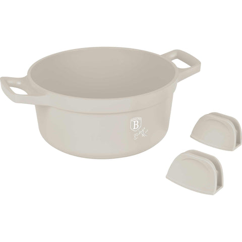 cacerola, olla, cacerola con tapa, batería de cocina, cocinar, aluminio fundido, cacerola de 24 cm, crema mate, NUEVO, BH/7787