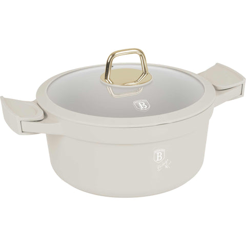 cacerola, olla, cacerola con tapa, batería de cocina, cocinar, aluminio fundido, cacerola de 24 cm, crema mate, NUEVO, BH/7787