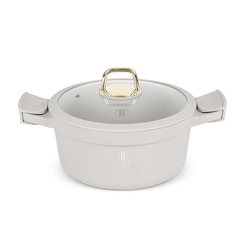  BH/7787, Cacerola con tapa 24cm, Crema Mate, Cacerola 24 cm, Aluminio fundido, Cacerola, Olla, Cacerola con tapa, Batería de cocina, Cocina, Ollas y cazuelas