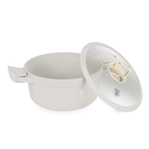  BH/7787, Cacerola con tapa 24cm, Crema Mate, Cacerola 24 cm, Aluminio fundido, Cacerola, Olla, Cacerola con tapa, Batería de cocina, Cocina, Ollas y cazuelas