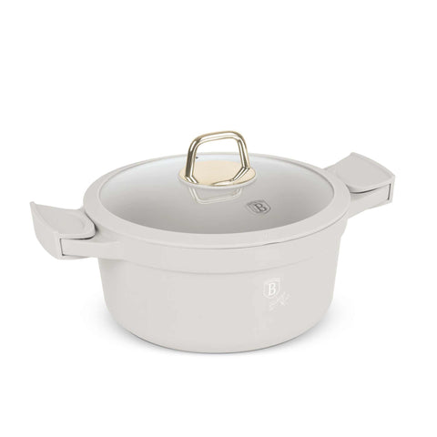  BH/7787, Cacerola con tapa 24cm, Crema Mate, Cacerola 24 cm, Aluminio fundido, Cacerola, Olla, Cacerola con tapa, Batería de cocina, Cocina, Ollas y cazuelas