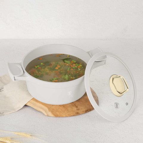  BH/7787, Cacerola con tapa 24cm, Crema Mate, Cacerola 24 cm, Aluminio fundido, Cacerola, Olla, Cacerola con tapa, Batería de cocina, Cocina, Ollas y cazuelas