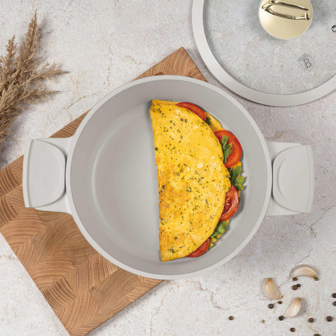  BH/7787, Cacerola con tapa 24cm, Crema Mate, Cacerola 24 cm, Aluminio fundido, Cacerola, Olla, Cacerola con tapa, Batería de cocina, Cocina, Ollas y cazuelas