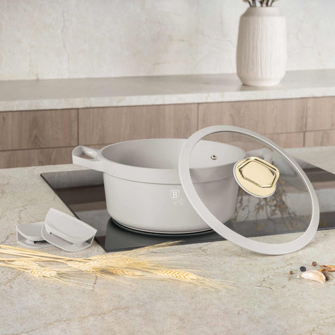  BH/7787, Cacerola con tapa 24cm, Crema Mate, Cacerola 24 cm, Aluminio fundido, Cacerola, Olla, Cacerola con tapa, Batería de cocina, Cocina, Ollas y cazuelas