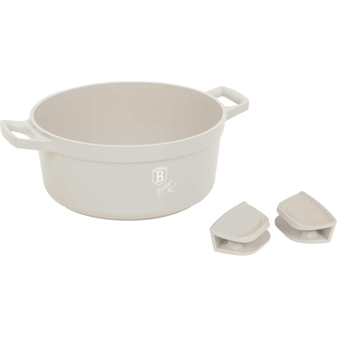 Cacerola, olla, cacerola con tapa, batería de cocina, cocinar, aluminio fundido, cacerola de 28 cm, crema mate, NUEVO, BH/7788