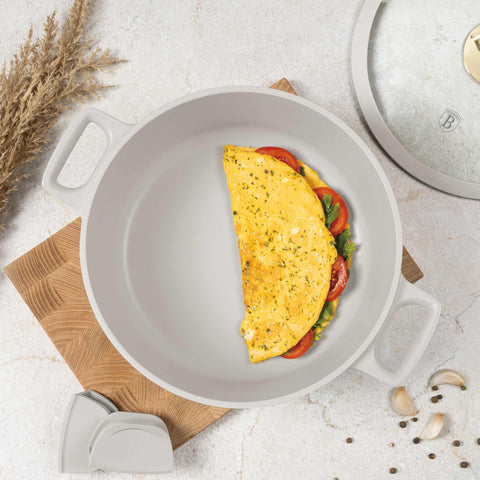  BH/7788, Cacerola con tapa 28cm, Crema Mate, Cacerola 28 cm, Aluminio fundido, Cacerola, Olla, Cacerola con tapa, Batería de cocina, Cocina, Ollas y cazuelas