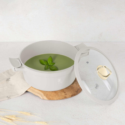  BH/7788, Cacerola con tapa 28cm, Crema Mate, Cacerola 28 cm, Aluminio fundido, Cacerola, Olla, Cacerola con tapa, Batería de cocina, Cocina, Ollas y cazuelas