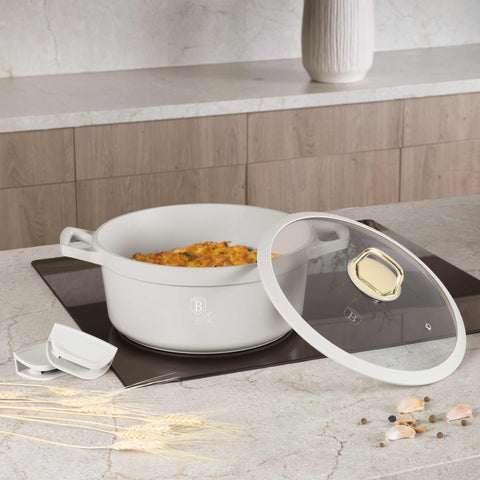  BH/7788, Cacerola con tapa 28cm, Crema Mate, Cacerola 28 cm, Aluminio fundido, Cacerola, Olla, Cacerola con tapa, Batería de cocina, Cocina, Ollas y cazuelas