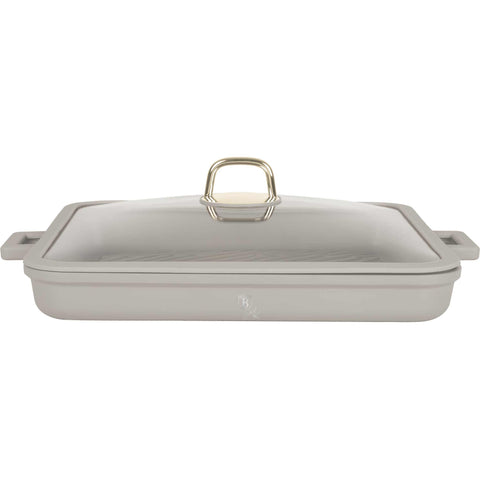 sartén, sartén para freír, sartén para parrilla, sartén para parrilla con tapa, sartén para parrilla cuadrada, batería de cocina, cocinar, aluminio fundido, sartén para parrilla cuadrada de 34 cm, crema mate, NUEVO, BH/7790