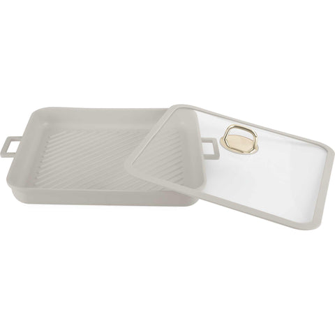  BH/7790, Parrilla cuadrada con tapa de 34 cm, Crema mate, Parrilla cuadrada de 34 cm, Aluminio fundido, Sartén, Sartén, Parrilla, Parrilla con tapa, Parrilla cuadrada, Batería de cocina, Cocina, Sartenes