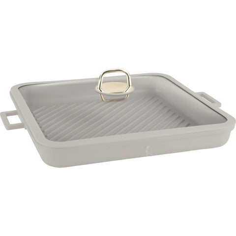  BH/7790, Parrilla cuadrada con tapa de 34 cm, Crema mate, Parrilla cuadrada de 34 cm, Aluminio fundido, Sartén, Sartén, Parrilla, Parrilla con tapa, Parrilla cuadrada, Batería de cocina, Cocina, Sartenes